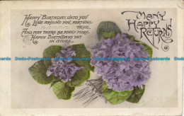 R050523 Greeting Postcard. Many Happy Returns. Flowers - World
