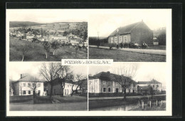 AK Bohuslavice, Totalansicht, Wohnhäuser Mit Flusspartie  - Tchéquie