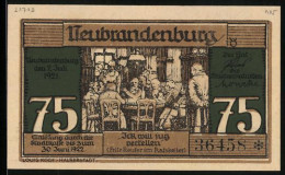 Notgeld Neubrandenburg 1921, 75 Pfennig, Fritz Reuter Am Tisch Im Ratskeller  - Lokale Ausgaben