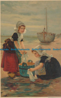 R050064 Old Postcard. Girls Near The Sea. Laundry. Meissner And Buch - World