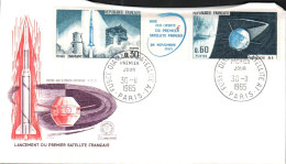 FDC  1965 FUSEE ET SATELLITE - 1960-1969