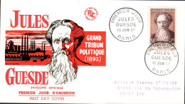 LETTRE FDC 1957 JULES GUESDE - 1950-1959