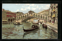 Lithographie Venezia, Ponte De Rialto  - Venetië (Venice)