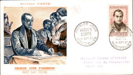 LETTRE FDC 1957 AUGUSTE COMTE - 1950-1959