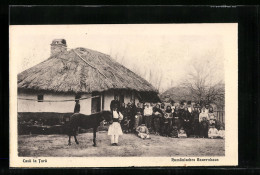 AK Familie Vor Einem Rumänischen Bauernhaus Mit Esel  - Unclassified