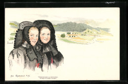 Lithographie Rottweil A. N., Frauen In Schwäbischer Tracht  - Kostums