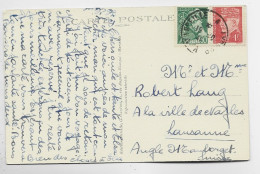 FRANCE MERCURE 50C VERT +1FR PETAIN CARTE AMBULANT MARSEILLE A LYON A 19.10.41  POUR SUISSE AU TARIF - 1938-42 Mercurio