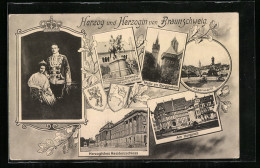 AK Braunschweig, Herzog & Herzogin Von Braunschweig, Herzogliches Residenzschloss  - Familles Royales