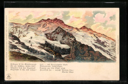 Lithographie Bergsteiger An Der Gletscherwand  - Alpinisme