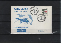 Schweiz Luftpost FFC SAS  6.9.1970 Stockholm - Genf - Eerste Vluchten