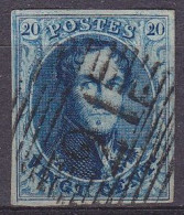 Belgique - N°7 - 20c Bleu Médaillon Bien Margé - P21 BOUSSU - 1851-1857 Médaillons (6/8)