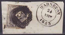 Belgique - N°6 - 10c Brun Médaillon Margé D57 Obl. DC WARNETON /24 AOUT 1853 /fragment - 1851-1857 Medallones (6/8)