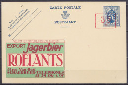 EP CP "Export Jagerbier ROELANTS" 50c Bleu (type N°285) Surcharge Rouge [35c] à La Pédale - Neuf - Cartoline 1934-1951