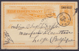 Congo Belge - EP CP 15c Orange Surch. "CONGO BELGE" Càd BOMA /2 AVRIL 1910 Pour LIEGE - Càd Arrivée LIEGE - Stamped Stationery