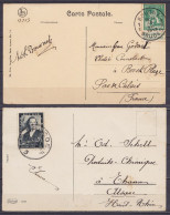 Lot De 2 CP Affr. N°110 Càd BRUGGE /18 VII 1913 & Affr. N°456 Càd BRUGGE /12-?-1937 - Storia Postale