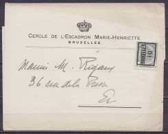 Bande D'imprimé "Cercle De L'Escadron Marie-Henriette Affr. PREO 1c Gris [BRUXELLES / 10] Pour E/V - Typos 1906-12 (Wappen)