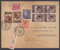 Env. Recommandée Affr. N°419+423+431+2x438+4x441 Càd BRUXELLES 1/2 II 1937/ BRUSSELpour HABANA (La Havane) Cuba (au Dos: - Storia Postale