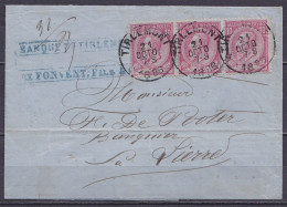 L. Affr. Bande 3x N°46 (triple Port) Càd TIRLEMONT /21 OCTO 1886 Pour Banquier à LIERRE (au Dos: Càd Arrivée LIERRE) - 1869-1883 Leopold II.