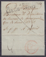 L. Datée 17 Janvier 1815 De BIERSET Pour PARIS - Griffes "A TAXER DEPUIS GIVET" & "P  P / LIEGE" - Port "5" (au Dos: Cac - 1815-1830 (Periodo Olandese)