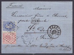 L. Affr. Mixte N°20 (ém.1865) + N°31 (ém.1869) RRR! Lpts "374" Càd VERVIERS /20 MAI 1871 Pour Poste Restante à ST-DENIS  - 1869-1883 Leopold II