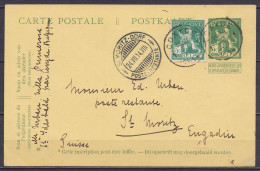 EP CP 10c Vert (type N°110) De St-Idesbald Càd COXYDE /22 VII 1914 Pour Poste Restante à ST-MORITZ Suiise - Càpt Arrivée - Tarjetas 1909-1934