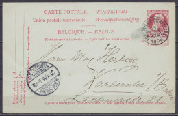 EP CP 10 Rouge (type N°74) Càd FOREST-LEZ-BRUXELLES /19 NOVE 1906 Pour KARLSRUHE I/Baden - Càpt Arrivée KARLSRUHE - Briefkaarten 1871-1909