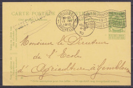 EP CP 5c Vert (N°83) Flam. BRUSSEL 1/ BRUXELLES /13.VII 1910/ BRUSSEL-TENTOONSTELLING 1910 BRUXELLES-EXPOSITION" Pour GE - Briefkaarten 1909-1934