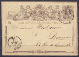 EP Carte-correspondance 5c Bistre (type N°28) Càd STAVELOT /25 JANV 1878 Pour LOUVAIN - Càd DC Arrivée LOUVAIN - Cartoline 1871-1909