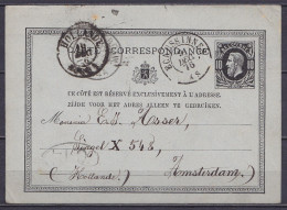 EP Carte-correspondance 10c Noir (type N°7'4) Càd ECAUSSINNES /9 DEC 1876 Pour AMSTERDAM Pays-Bas - Càd Ambulant "HOLLAN - Postkarten 1871-1909