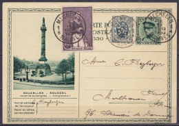 EP CP 35c Vert (type N°341) + N°279+302 Càd "MECHELEN /6 IX 1930/ MALINES" Pour MULHOUSE France - Briefkaarten 1909-1934