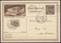 EP CP 40c Brun (type N°341 - Liège - Port Aérien) + N°280 Flam. & Càd BRUXELLES 1/29 XII 1931 Pour LA PANNE - Cartes Postales 1909-1934