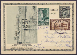 EP CP "Ostende" (type N°341 Vert-gris) 30c+25c + N°386+408 Càd OOSTENDE 2 /3 VIII 1935 Pour STRASBOURG NEUDORF - Postcards 1934-1951