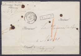 LSC (sans Contenu) Du Procureur Impérial D'Avesnes Càd AVESNES-s-HELPE /26 MAI 1857 Pour MONS - Griffe [F.S.P] (France S - Altri & Non Classificati