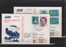 Schweiz Luftpost FFC SAS  6.11.1972 Zürich - Monrovia - First Flight Covers