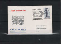 Schweiz Luftpost FFC AUA  1.4.1971 Graz - Salzburg - Zürich - First Flight Covers