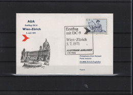 Schweiz Luftpost FFC AUA  5.7.1971 Wien - Zürich - Premiers Vols