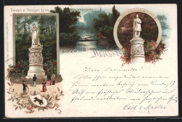 Lithographie Berlin-Tiergarten, Löwenbrücke, Denkmal Königin Luise Und Friedrich Wilhelm III., Wappen  - Tiergarten