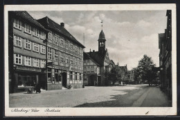 AK Nienburg /Weser, Rathaus, Strassenpartie  - Nienburg