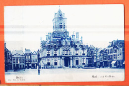 05865 / DELFT Zuid-Holland Markt Met Stadhuis 1900s Nederland Pays-Bas - Delft