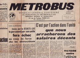 05710 / Journal CGT METRO-BUS METROBUS Syndicat Général Personnel METROPOLITAIN N°77 Septembre 1953 - 1950 - Nu