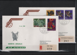 Schweiz Luftpost FFC Air Afrique 5.11.1969 Gewnf - Douala - First Flight Covers