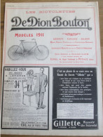 1911 VELO Cyclisme   BICYCLETTE  DE DION BOUTON - Publicités