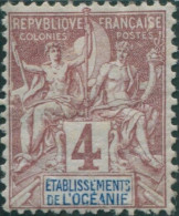 French Oceania 1892 SG3 4c Brown And Blue On Grey Navigation And Commerce MH - Autres & Non Classés