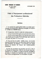 UNION FRANCAISE DE BANQUES . Novembre 1955 . Prêts à L'équipement Des Professions Libérales - Publicité