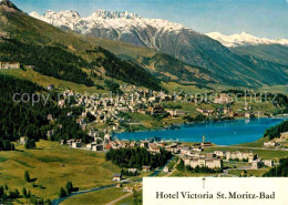 12768886 St Moritz Bad GR Fliegeraufnahme Mit See Hotel Victoria St. Moritz - Autres & Non Classés