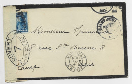 ETATS UNIS USA 5C SOLO LETTRE COVER SAINT JOSE 1916 TO FRANCE PARIS CENSURE OUVERT 7 - Briefe U. Dokumente