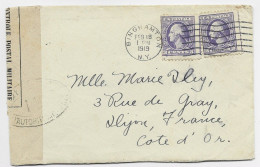 ETATS UNIS USA 3CX2  LETTRE COVER BINGHAMTON FEB 181 919  TO FRANCE DIJON  CENSURE OUVERT - Briefe U. Dokumente