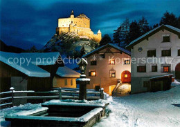 12748716 Bad Tarasp Vulpera Schloss Tarasp Bei Nacht Im Winter Bad Tarasp Vulper - Other & Unclassified