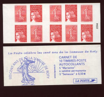 Carnet Mixte 1511 Semeuse De Roty Impression De La Couverture Décalée Marianne LUQUET MAURY 540 DALLAY 499 - Modernes : 1959-...