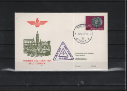 Schweiz Luftpost FFC JAT 13.5,1967 Split - Zürich - Erst- U. Sonderflugbriefe